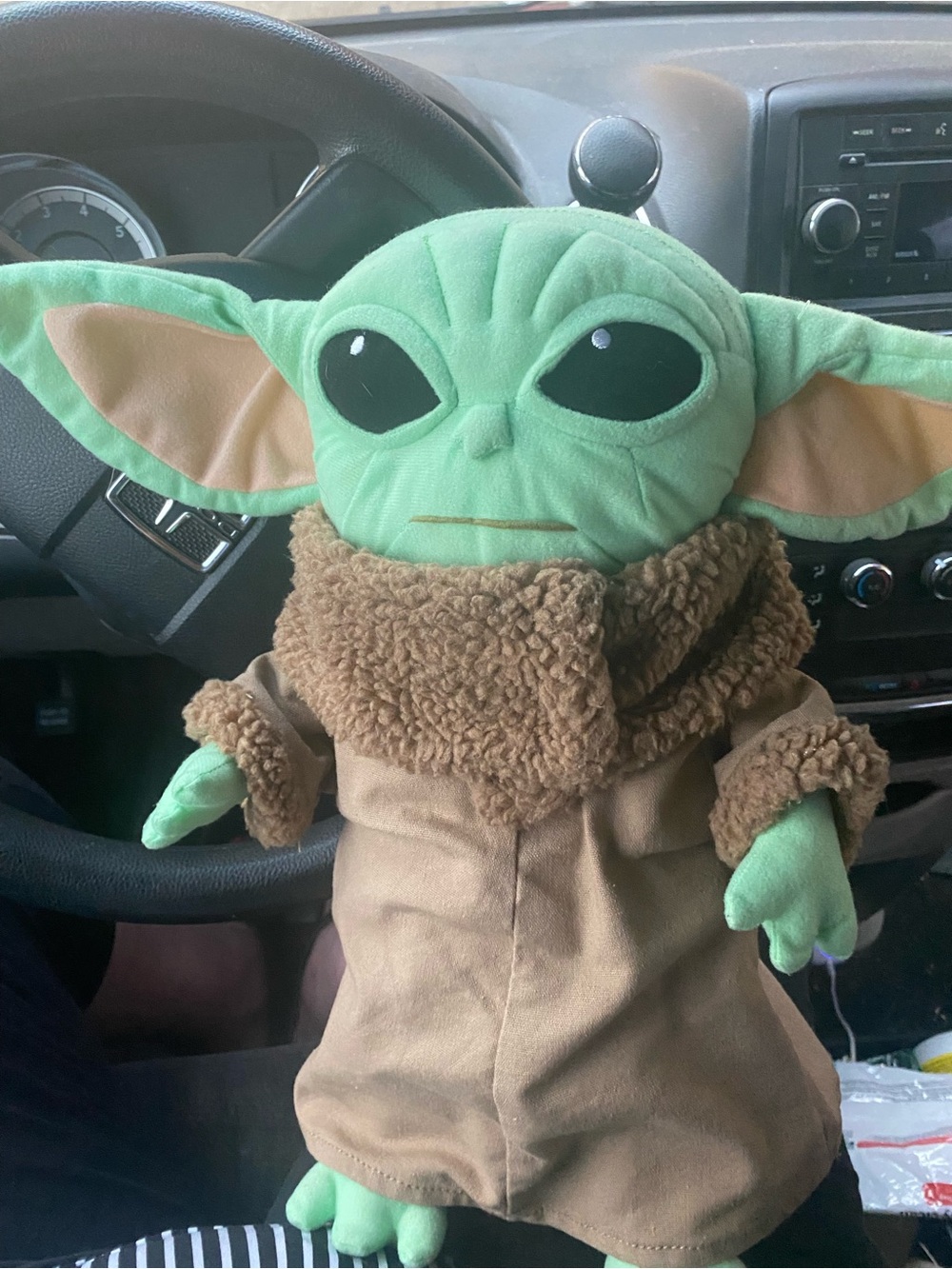 Plush Grogu (Baby Yoda) Doll in Tan Sherpa Coat